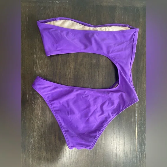 Never Worn Purple Cut Out Swimsuit - Picture 2 of 4